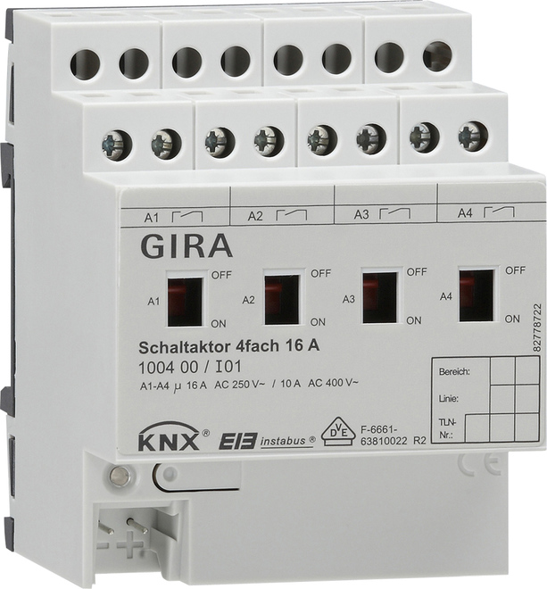 Gira Schaltaktor 4fach 16A REG 100400