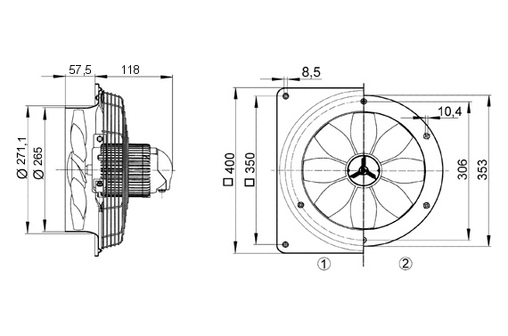 Maico Ventilator 1000cbm/h,32W,IP54 EZQ 25/4 D