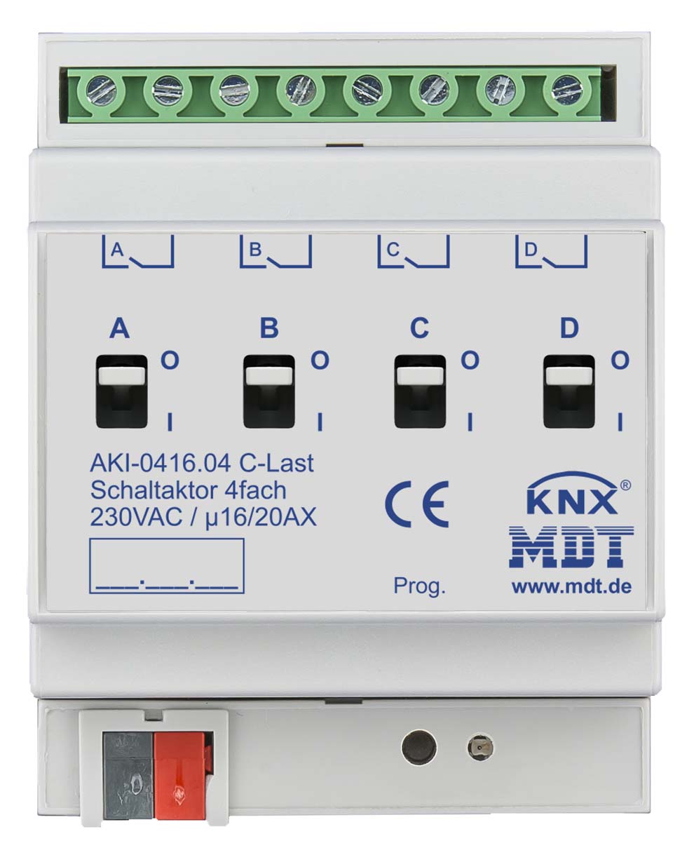 MDT technologies Schaltaktor 4-fach 4TE REG, 16/20A, 230VAC AKI-0416.04