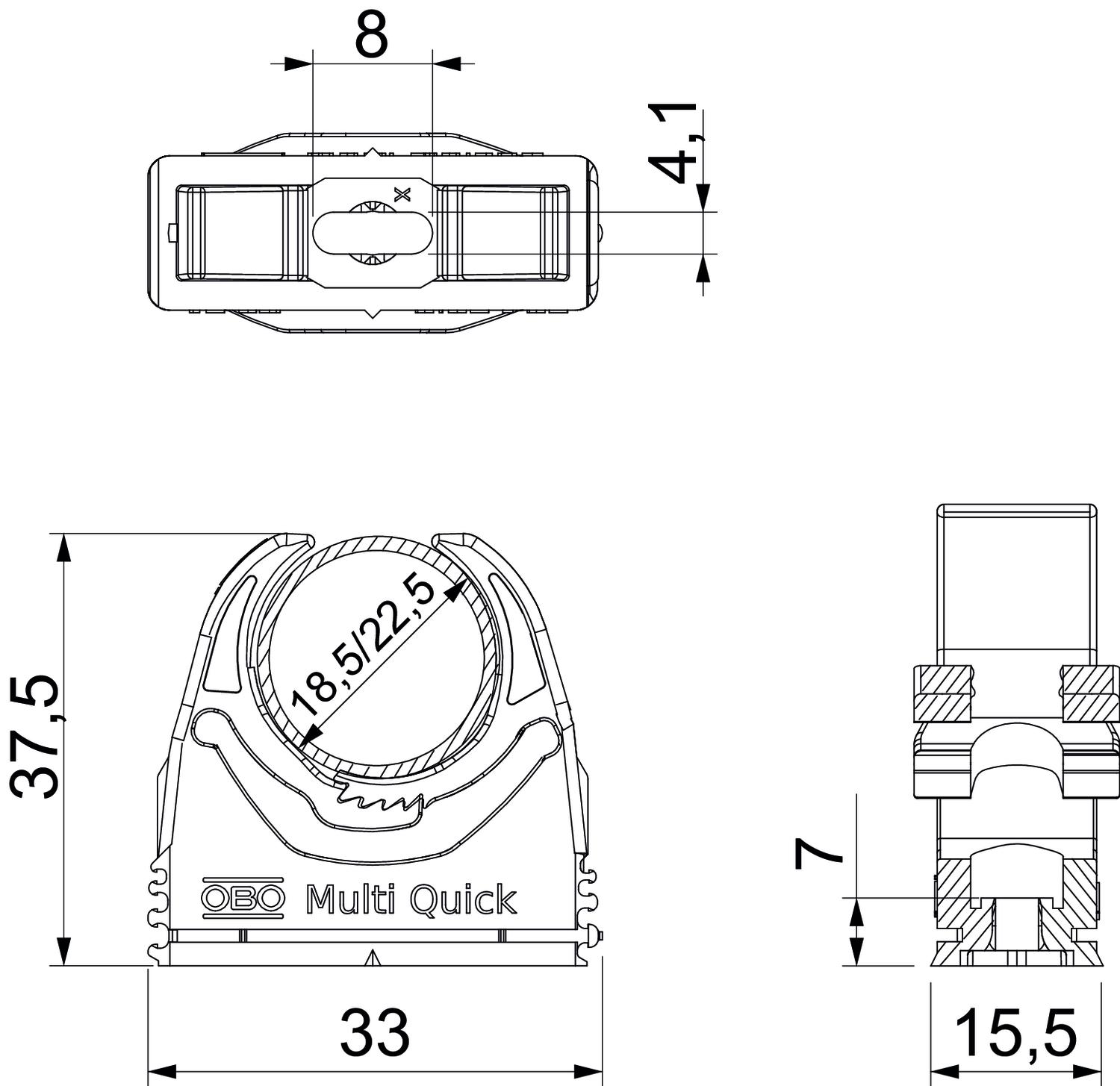100 STK OBO Bettermann Vertr Quick-Schelle lgr,18,5-22,5mm M-Quick 18-22LGR