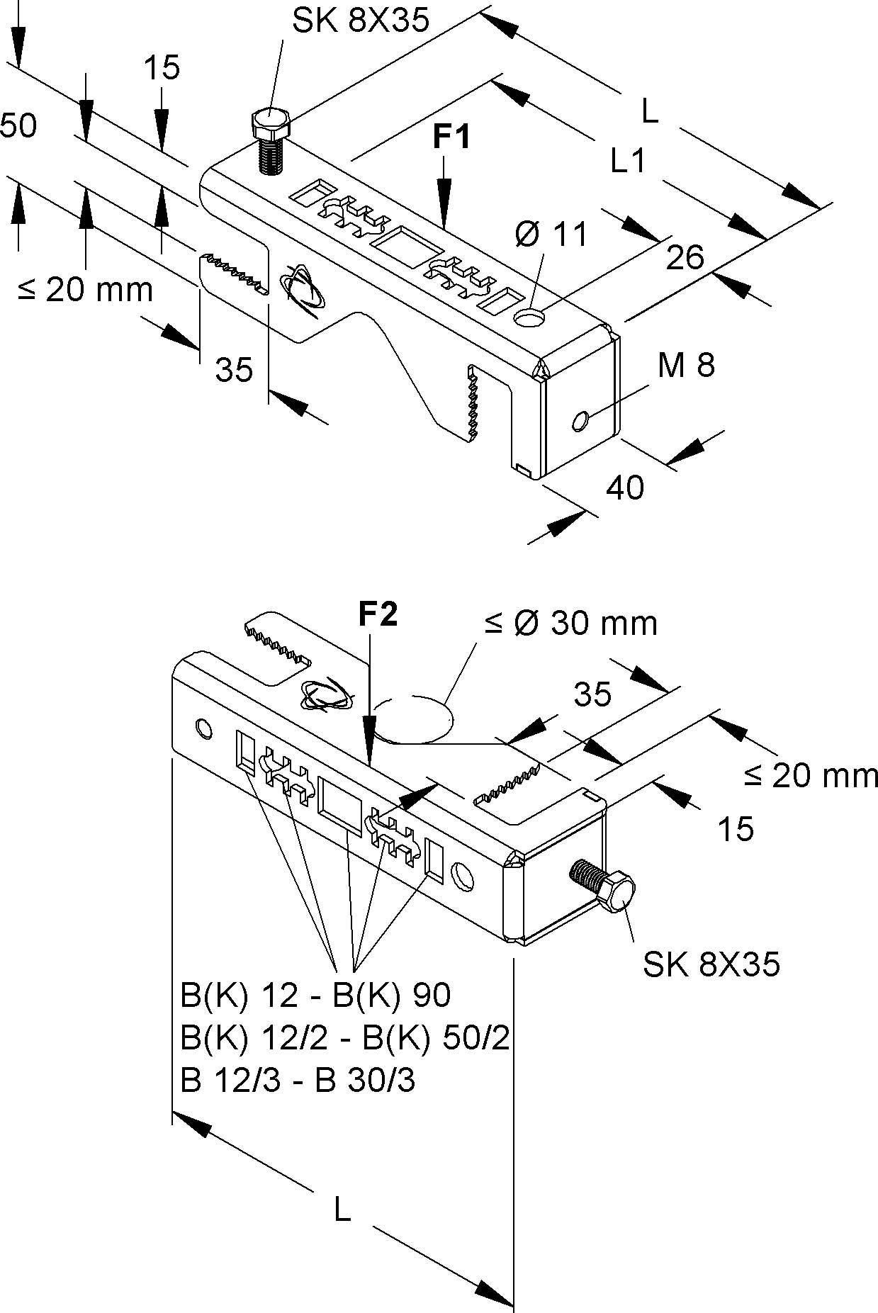 Niedax GR-Profilklemme Stahl, bandverzinkt GRKHV 173 S