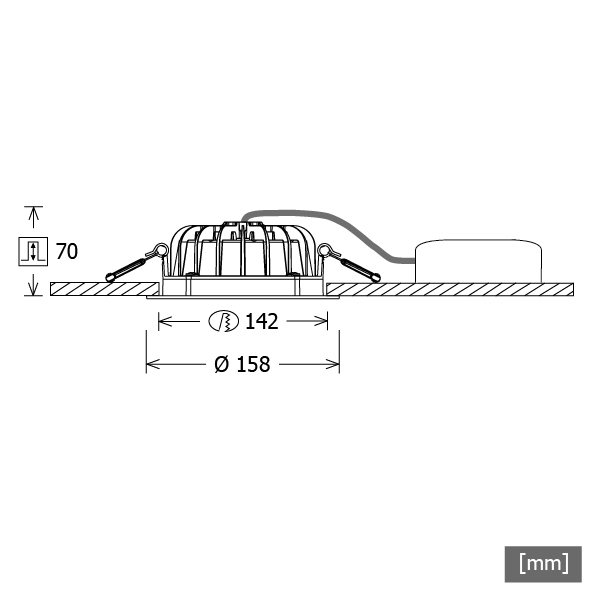 LTS Licht&Leuchten LED-Einbaudownlight 3000K inkl.Konverter VTFS-R 101.830 WS