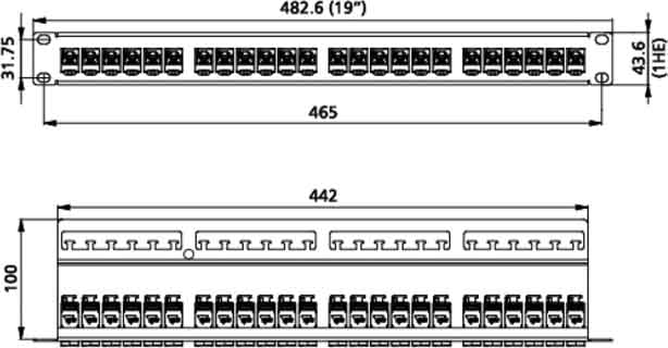 Metz Connect Patchfeld C6Amodul 24Port 1HE Edst bestückt TN C6Amod-MP24-Edst