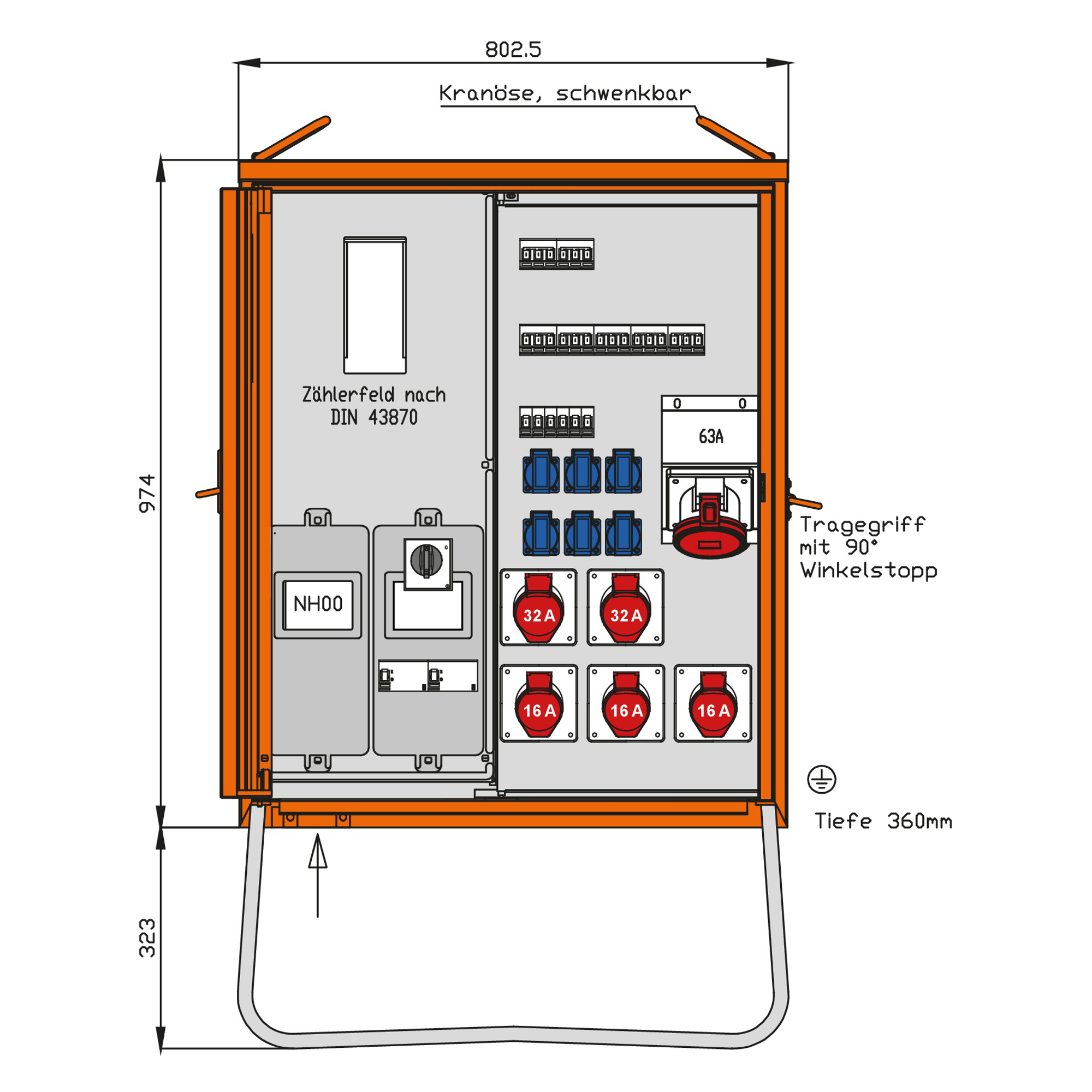 Walther Werke Anschlussverteilerschrank 55kVA m.Zählerplatz WAV0179R1