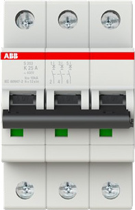 ABB Stotz S&J Sicherungsautomat K,6kA,25A,3P S203-K25