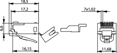 Telegärtner RJ45-Stecker Cat.6 geschirmt 8-pol. 100023019