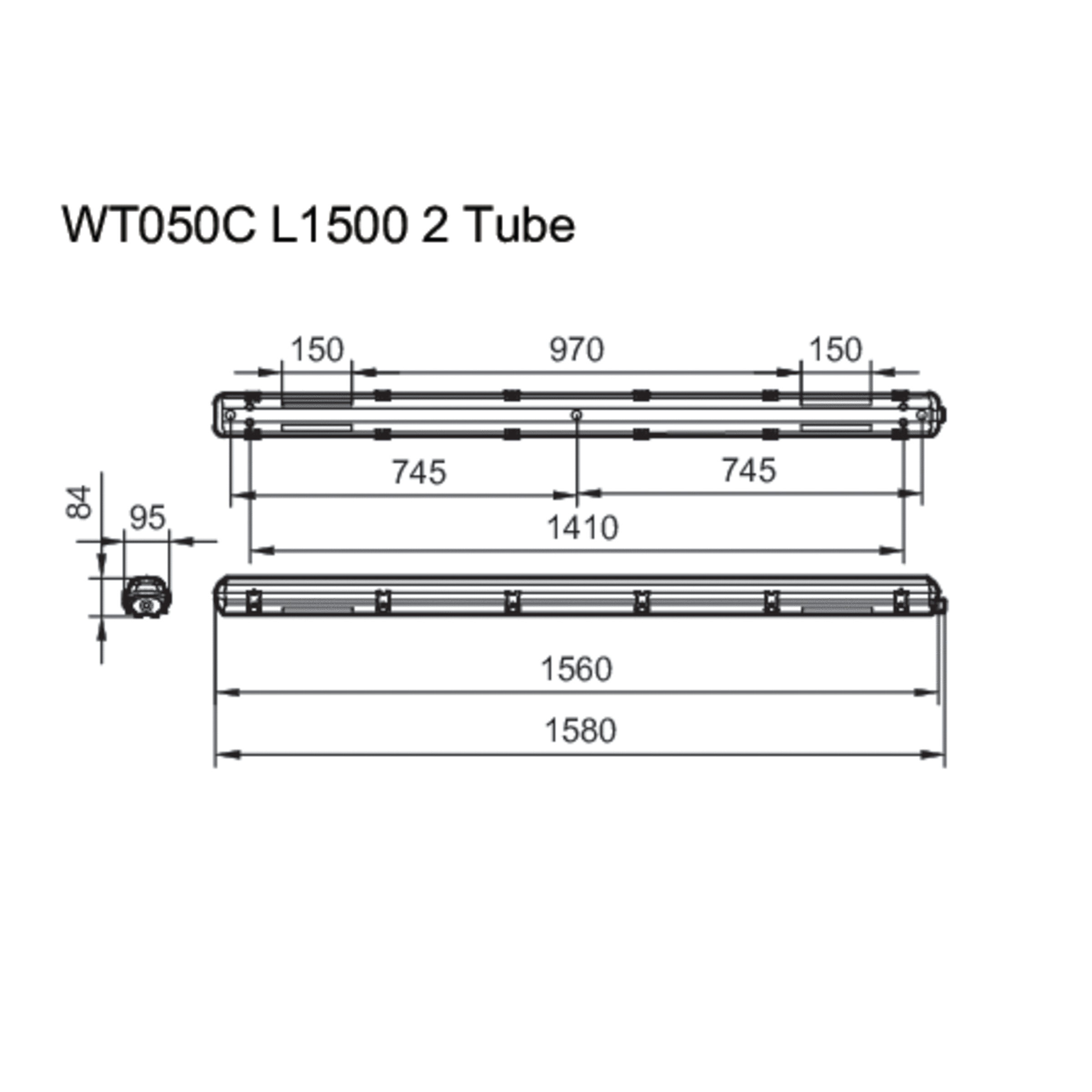 Signify PLS Feuchtraumleuchte f. 2 LED-Tubes WT050C 2xTLED L1500