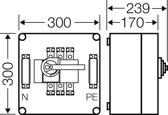 Hensel Lastschaltergehäuse 160A 3p.+PE+N Mi 7256