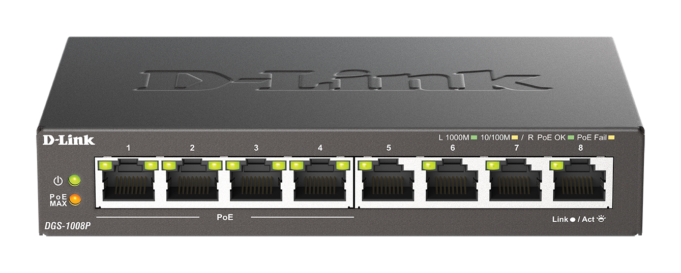 DLink Deutschland 8-Port Gigabit Switch PoE Layer 2 DGS-1008P/E