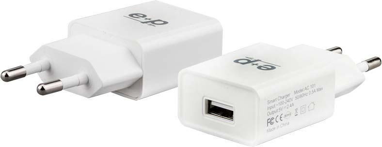 E+P Elektrik USB-Ladegerät 1-fach,2.400mA AC101 ws