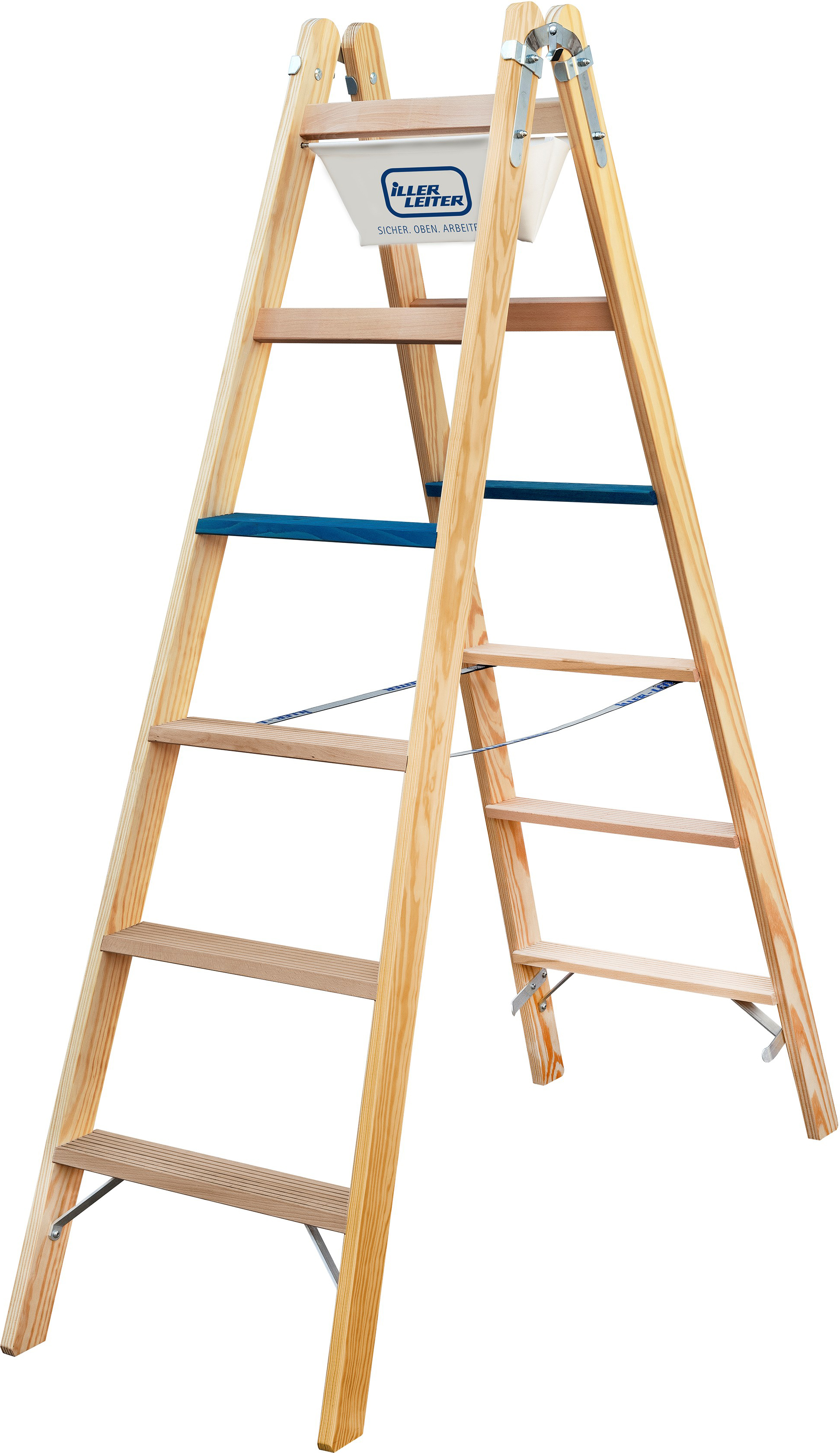 Geis&Knoblauch Holz Stufen Stehleiter ERGO Plus 2x6 Stufen 2106-7