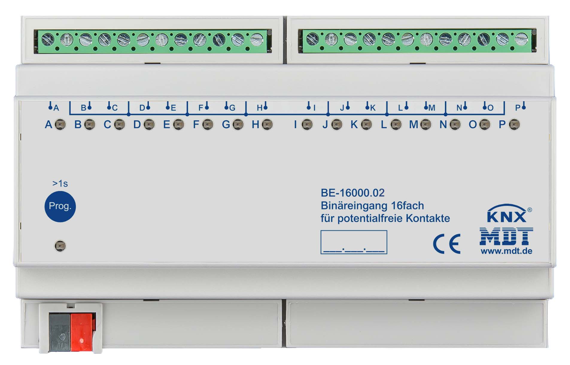 MDT technologies Binäreingang 16-fach 8TE REG, potentialfrei BE-16000.02