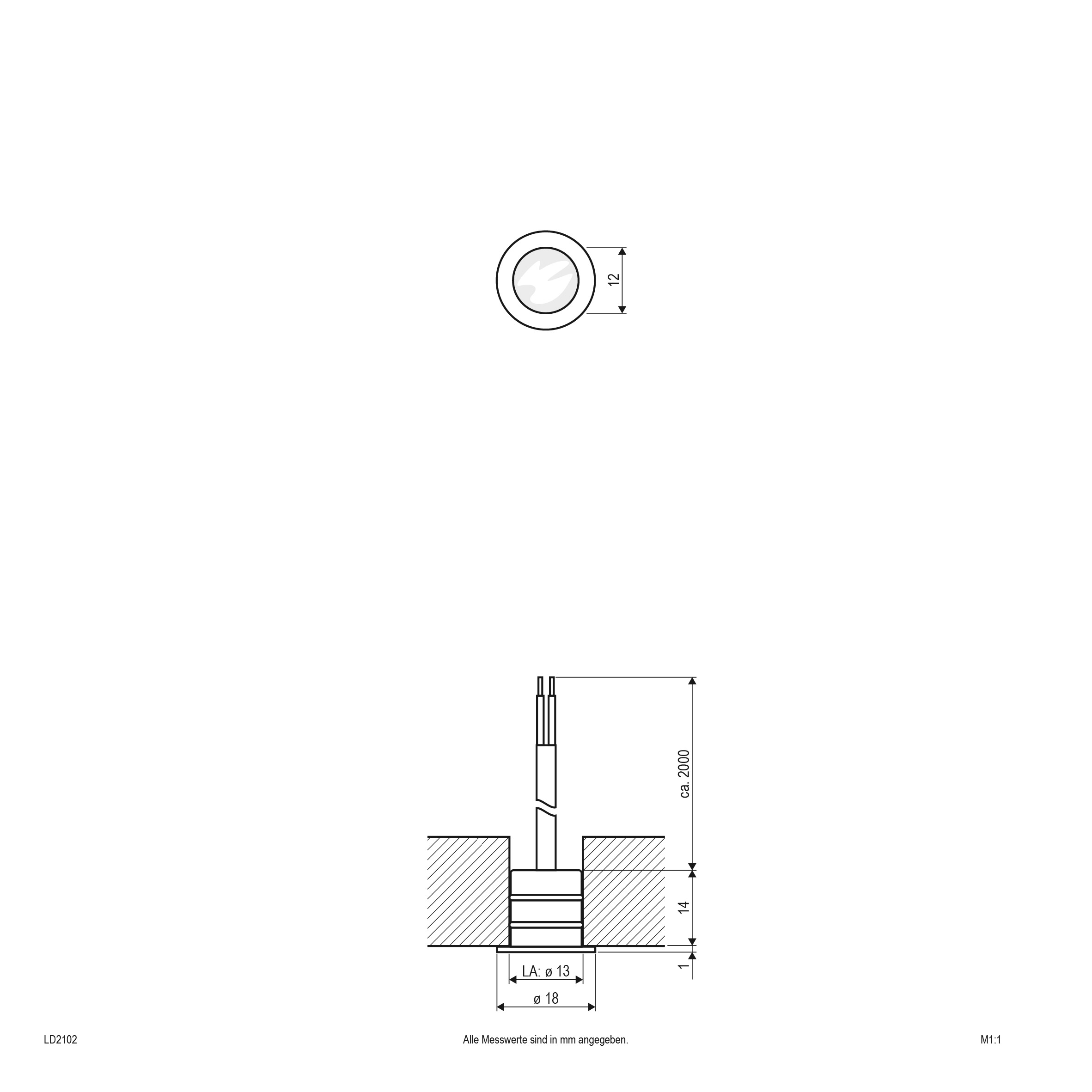 EVN Lichttechnik LED EB-Lichtpunkt 0,2W LED warmweiß LD2 102