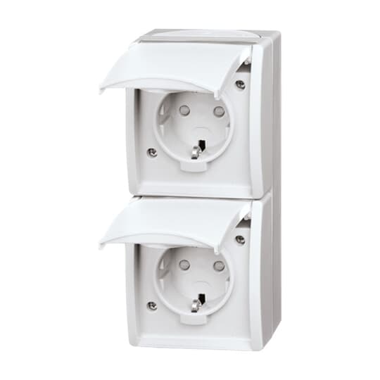 Busch-Jaeger Steckdose,senkrecht,2fach Klappdeckel,erh. Ber 20-02 EBW-54