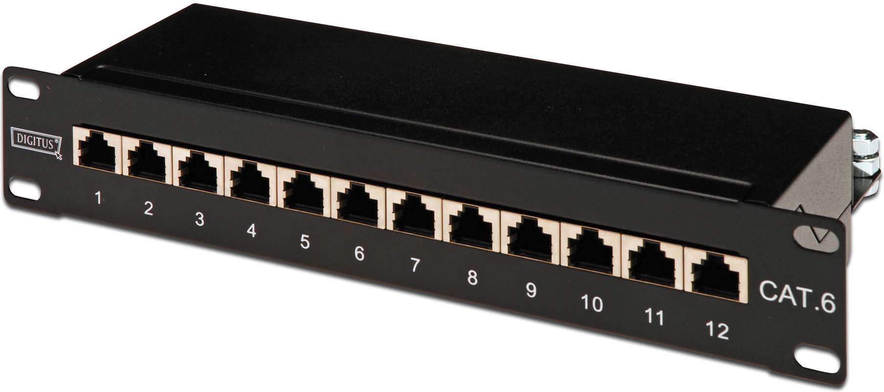 Assmann Electr. Panel 10" Class E 12-Port LSA 1HE RAL9005 sw DN-91612S