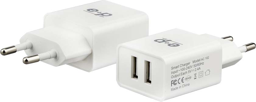 E+P Elektrik USB-Ladegerät 2-fach,4.800mA AC102 ws