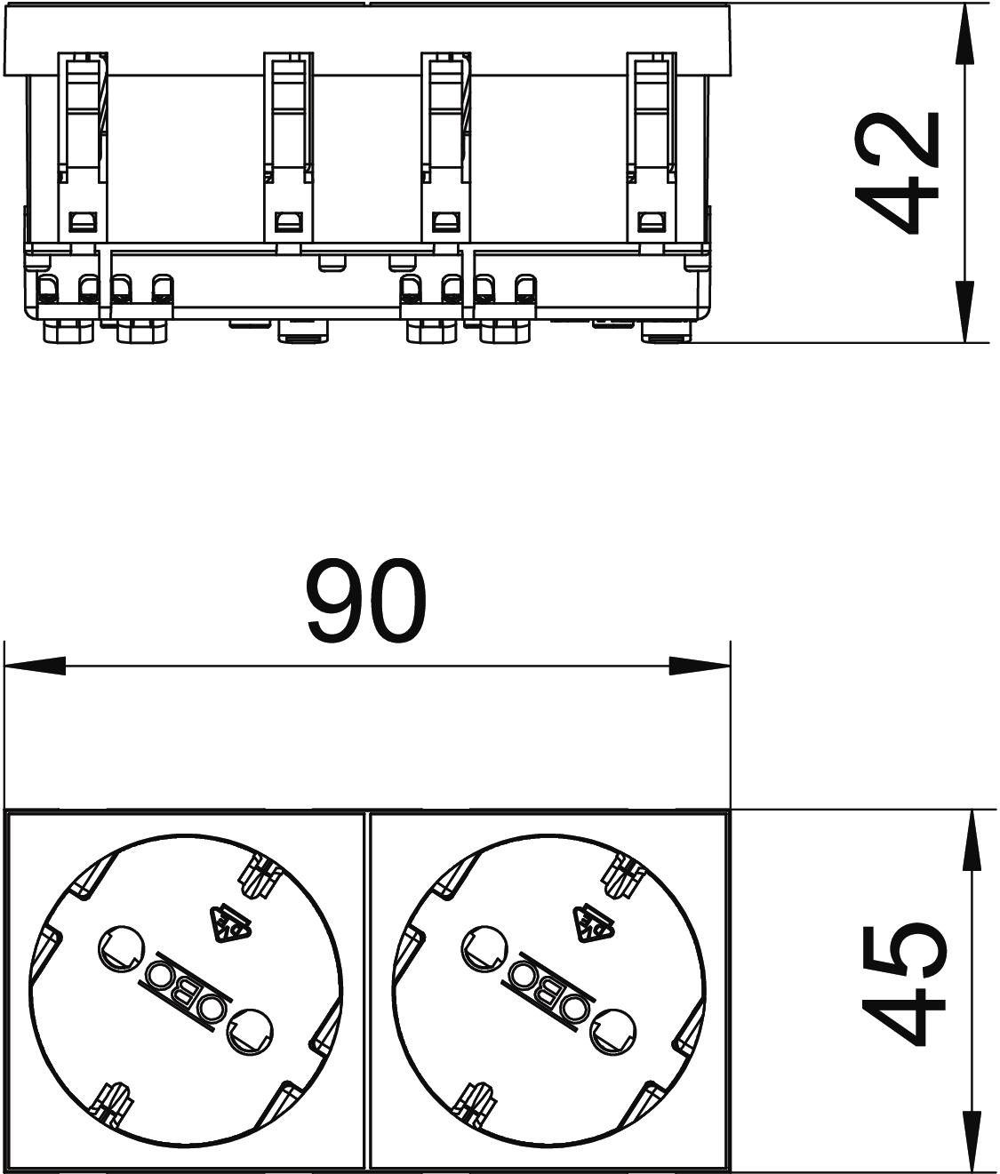 OBO Bettermann Vertr Steckdose 33 Grad, 2-fach Schutzkontakt STD-D3S RW2