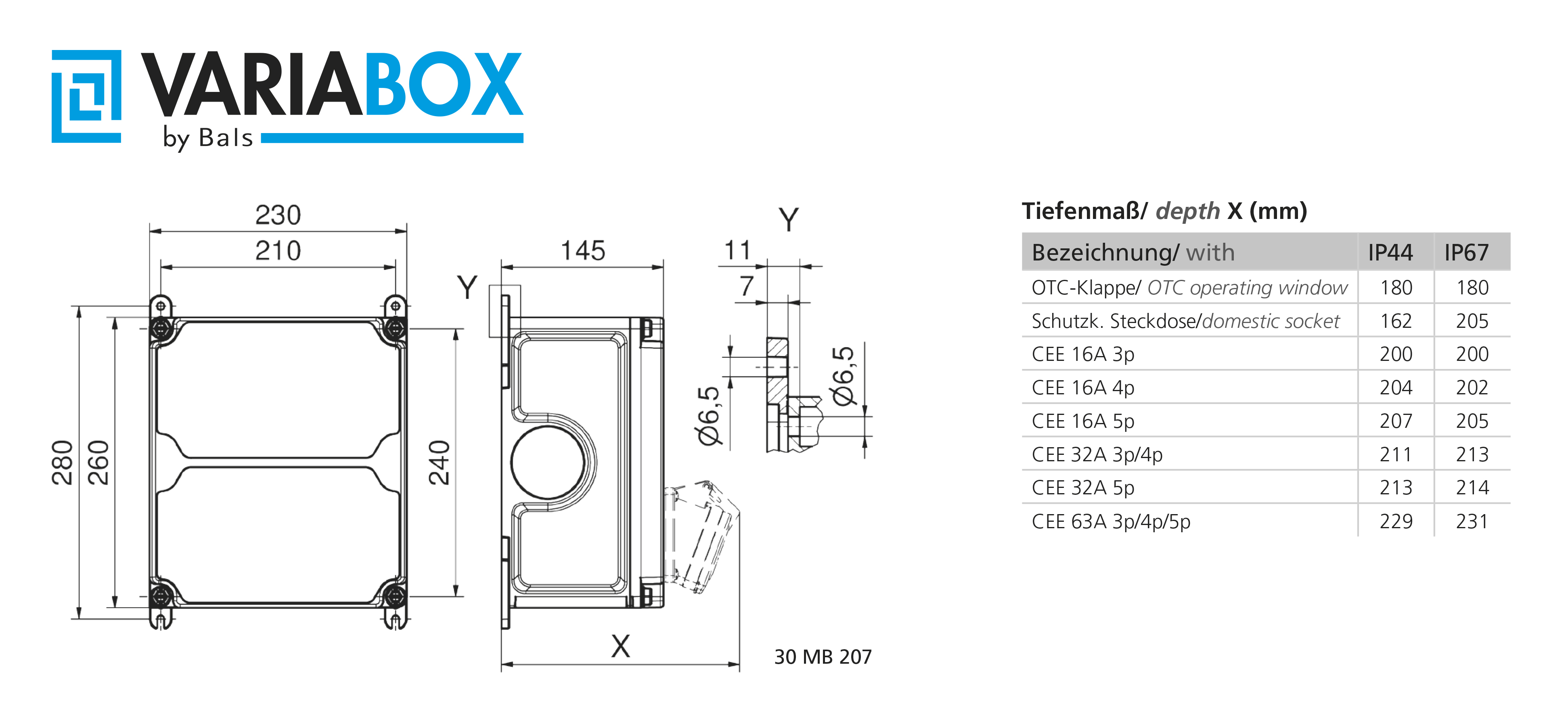 Bals Elektrotech. Steckdosen-Kombination Größe M 89010