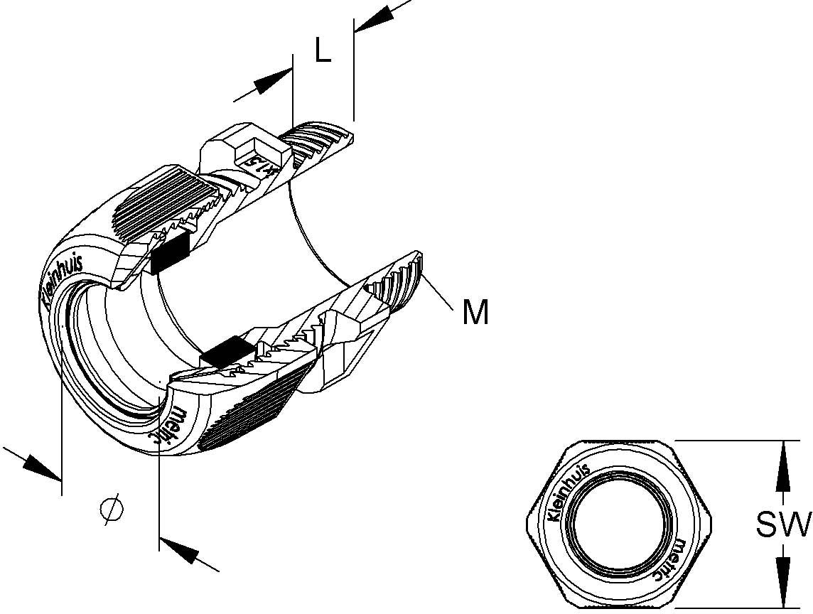 Kleinhuis Kabelverschraubung gr,D=3-6mm 350M12