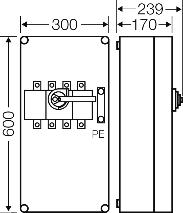 Hensel Mi-Lastschaltergehäuse 250A 4pol.+PE Mi 7454