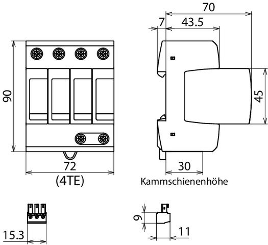 DEHN Überspannungsableiter 4-polig Uc 275V DG M TNS ACI 275 FM