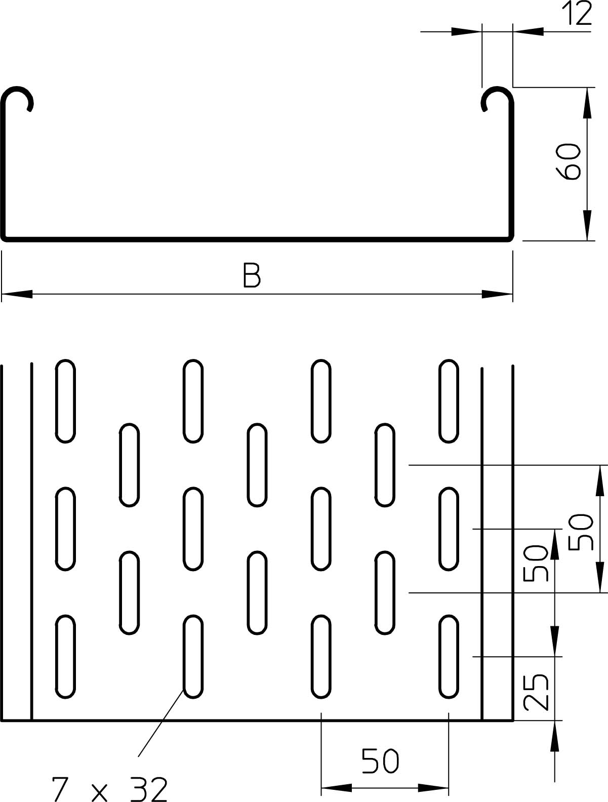 3 M OBO Bettermann Vertr Kabelrinne 60x300mm MKS 630 FS