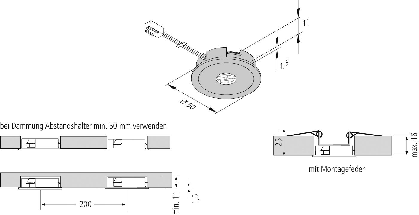 Hera LED-Einbauleuchte  AR 45-LED 3W ww eds EEK G (Spektrum A bis G )