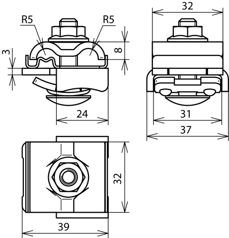 DEHN UNI-Falzklemme NIRO/AI f. Rd 8-10mm UNIFK810KBF078ALV2A