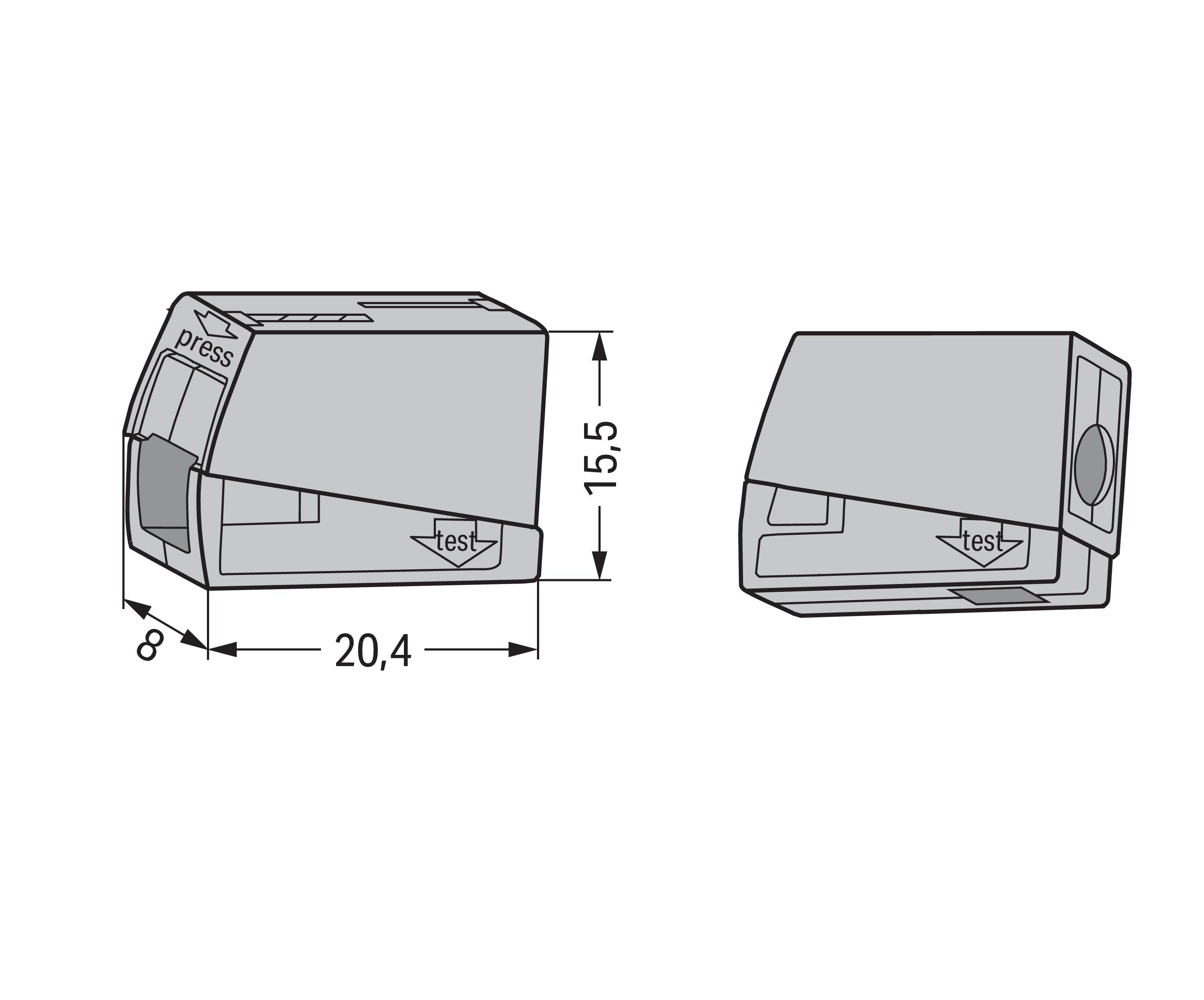 100 STK WAGO GmbH & Co. KG Leuchtenklemme 1,0-2,5mmq grau 224-101