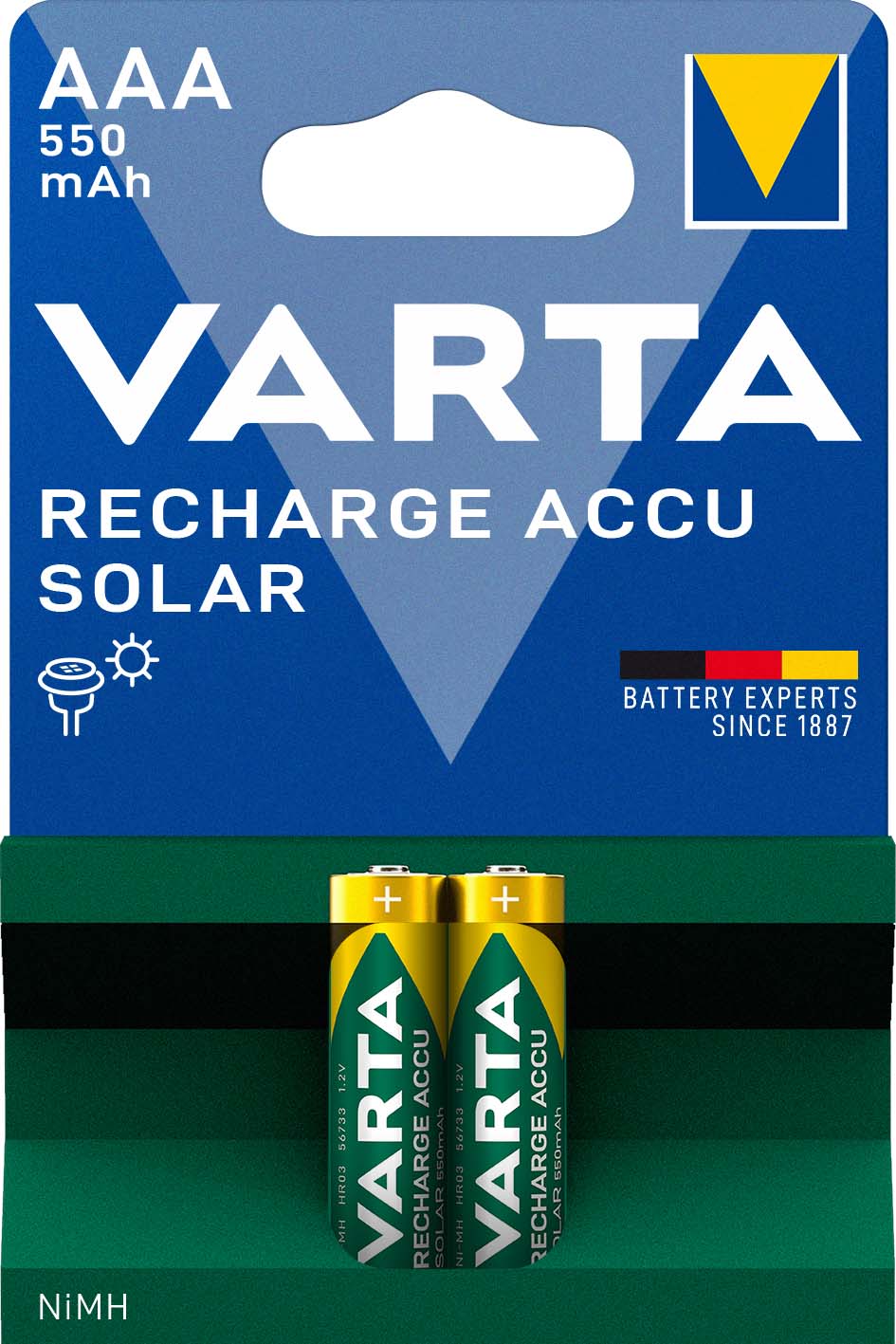 Varta Cons.Varta Recharge Accu Solar AAA 1,2V/550mAh/NiMH 56733 Bli.2