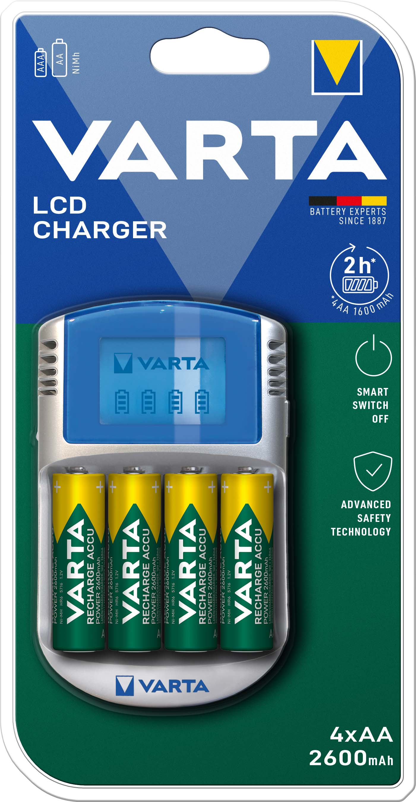 Varta Cons.Varta Ladegerät LCD Charger inkl.4AA+12V+USB 57070(4x5716)