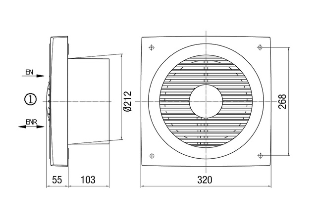 Maico Wandeinbauventilator 30W,420cbm/h.,IP44 EN 20