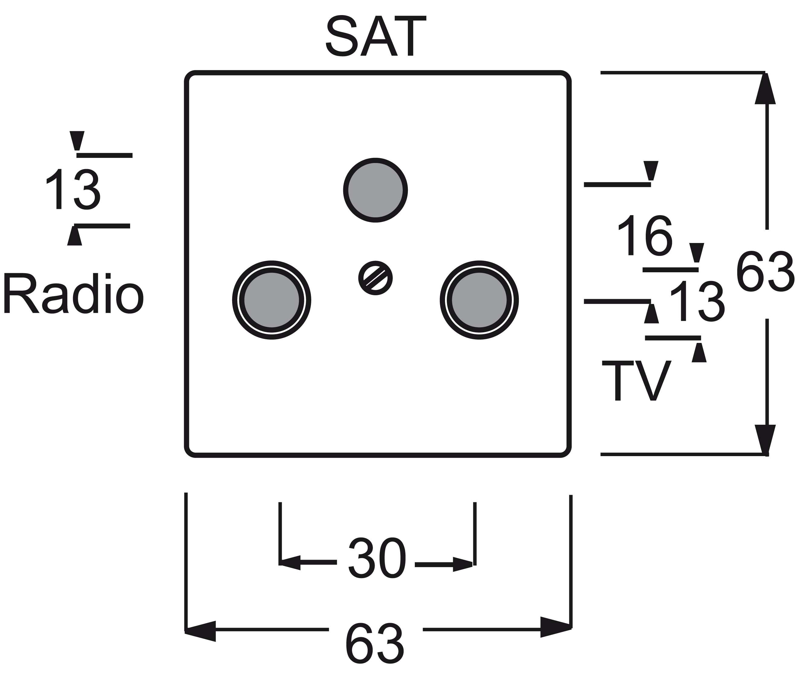 Busch-Jaeger Zentralscheibe dav/sws f.Antennendose 2Loch 1743-84