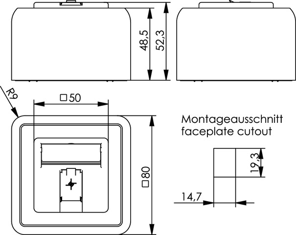 Telegärtner Modul-Aufnahme AP 80x80 1fach aws leer 100021381