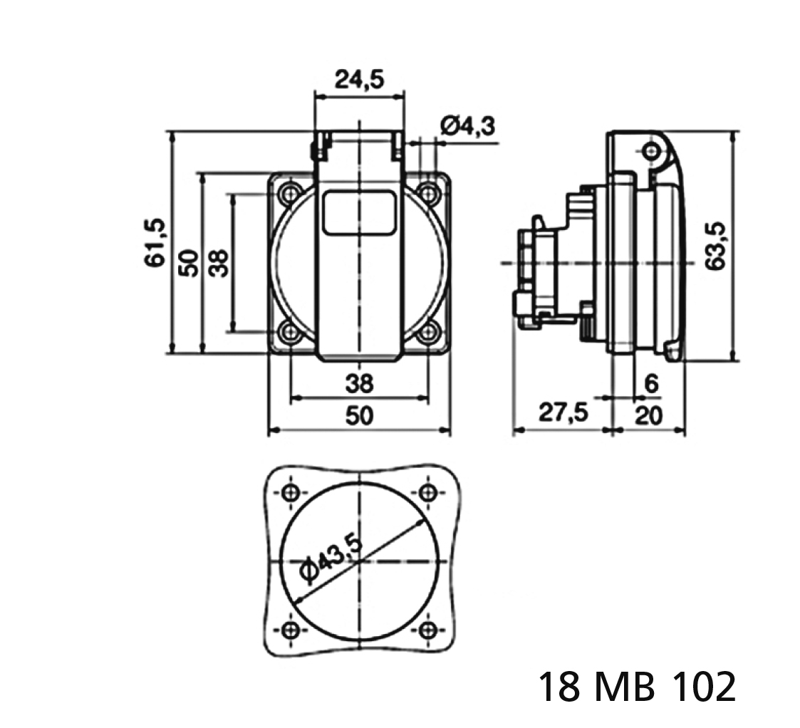 Bals Elektrotech. Schutzkont.-Anbausteckdose 16A IP44 blau 71099