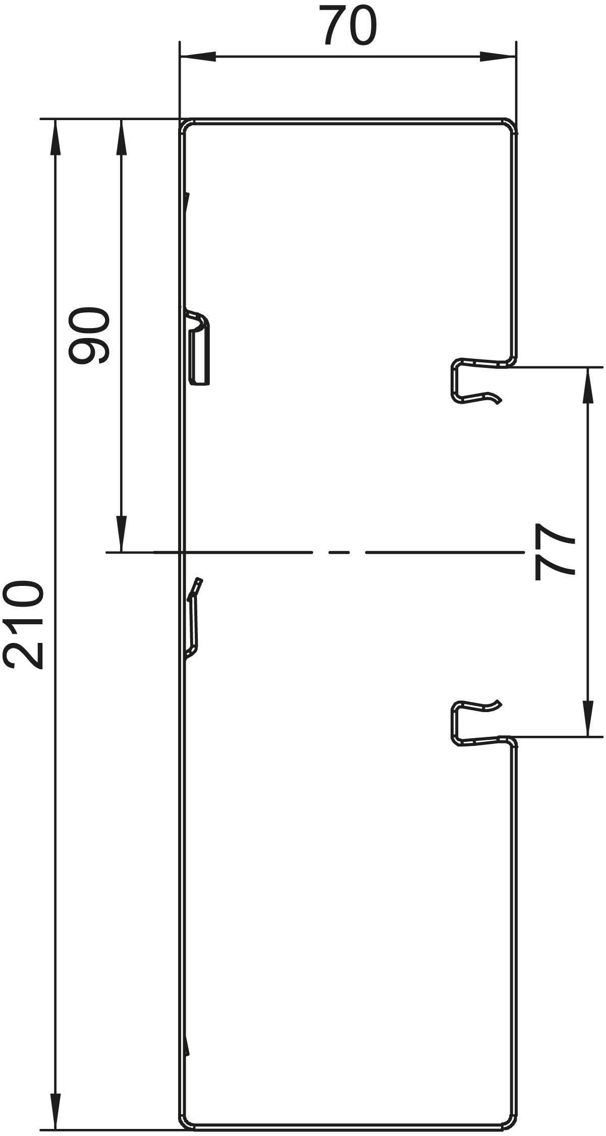 2 M OBO Bettermann Vertr Geräteeinbaukanal o. OT asymmetrisch GS-A70210RW