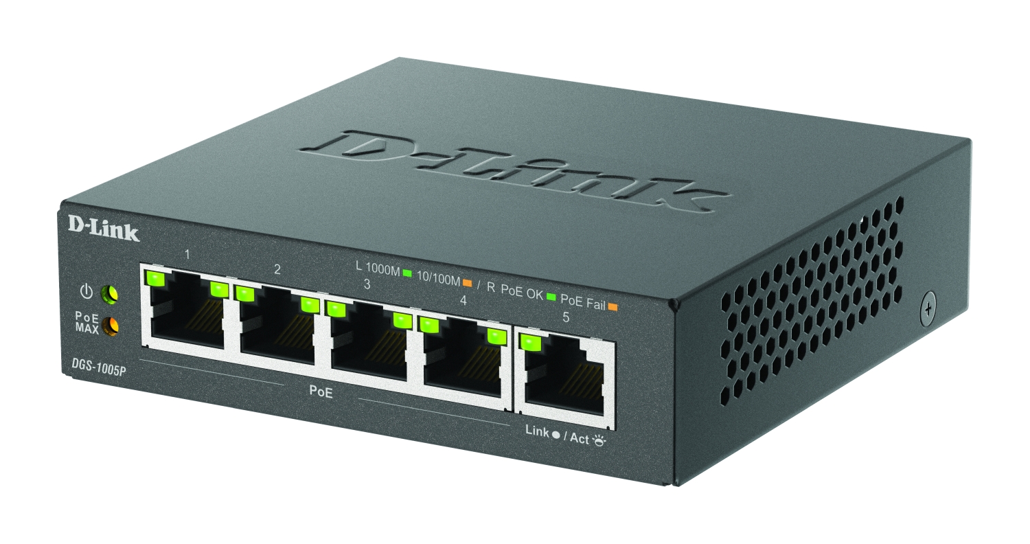 DLink Deutschland Gigabit PoE+ Switch 5-Port Desktop DGS-1005P/E