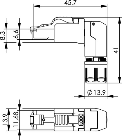 Telegärtner Stecker Cat.6A gewinkelt MFP8 T568A AWG22-27 100023061