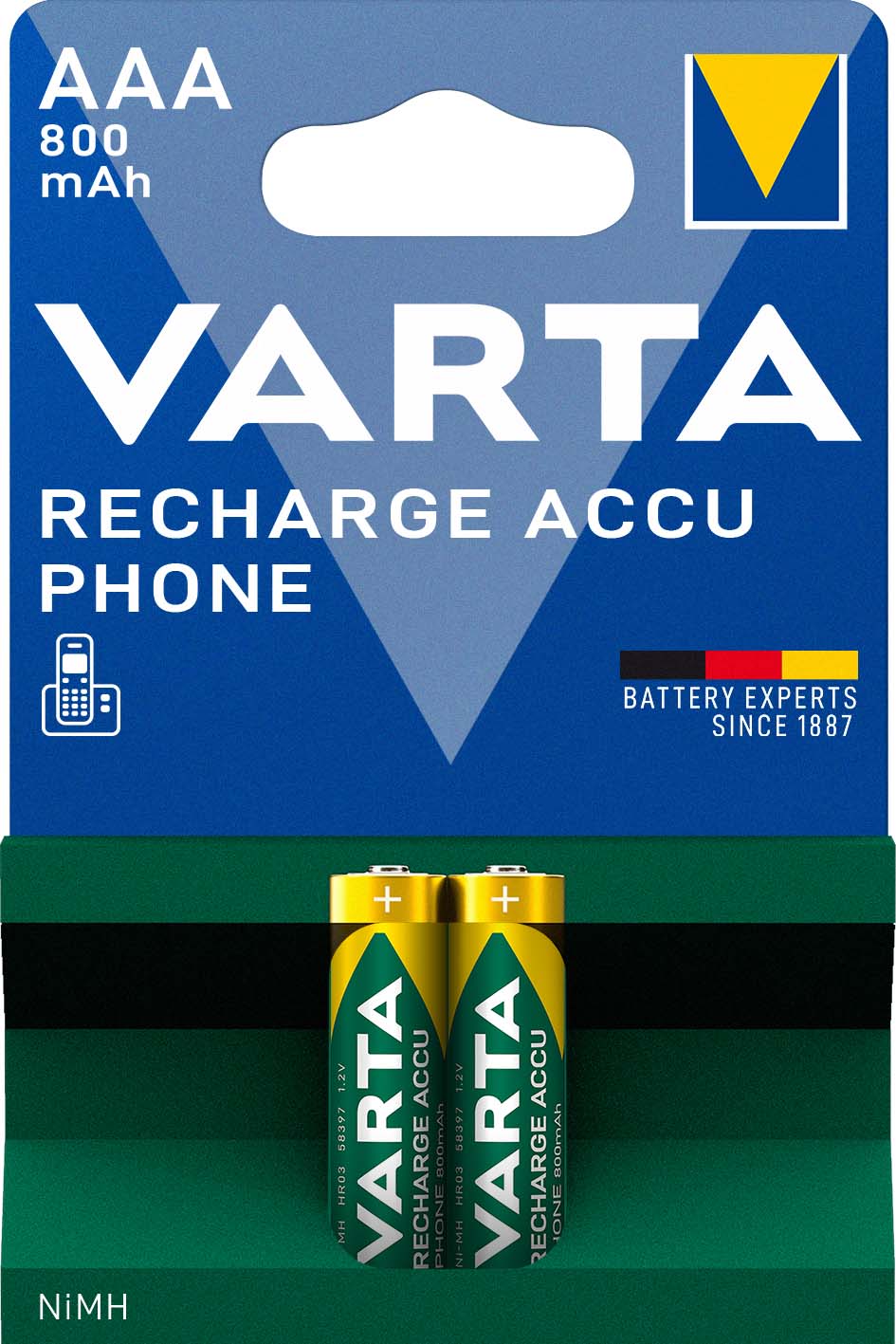 Varta Cons.Varta Recharge Accu Phone AAA 1,2V/800mAh/NiMH 58398 Bli.2