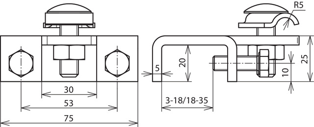 DEHN Anschlussklemme St/tZn waag. f.Profile 3-18 AK610KBWKBF318STTZN