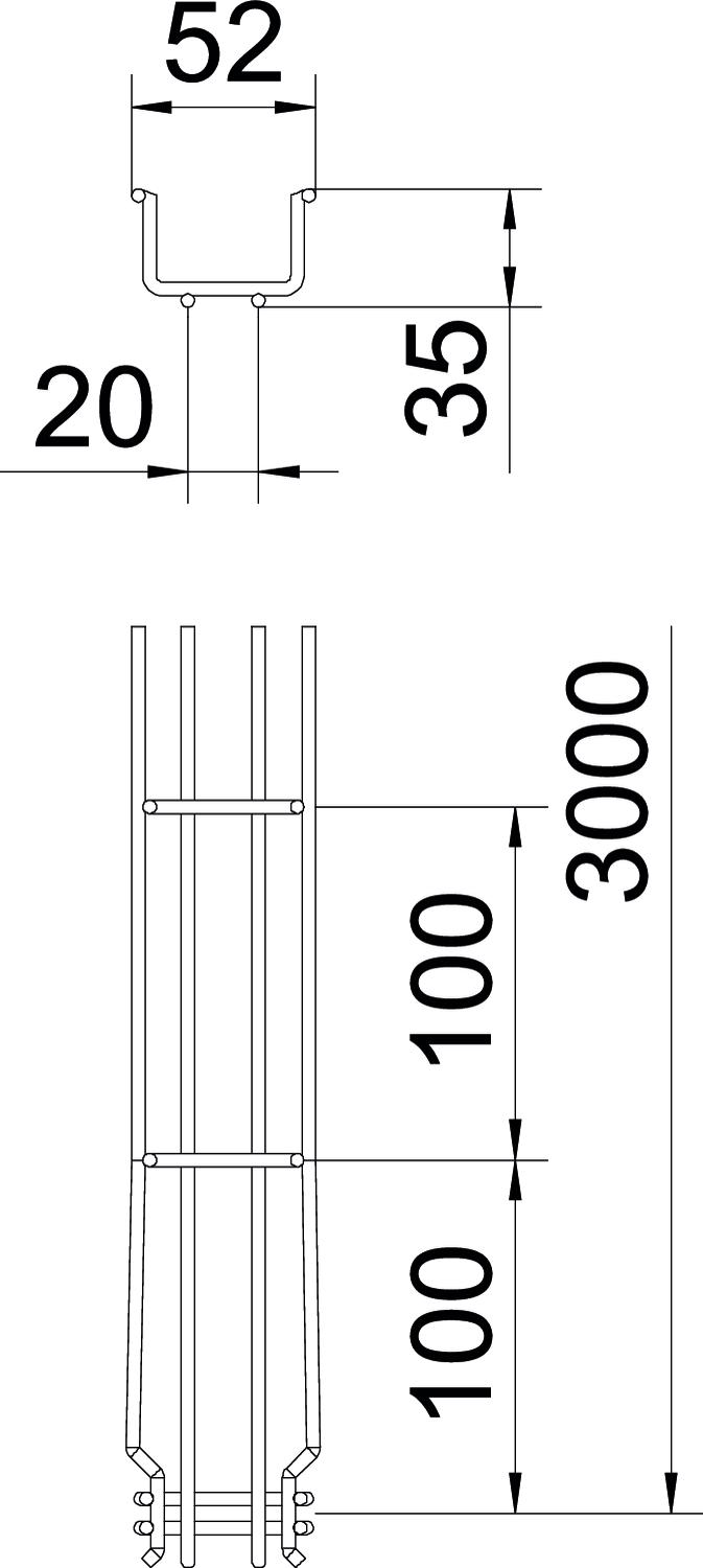 OBO Bettermann Vertr Gitterrinne 35x50x3000mm GRM 35 50 A2