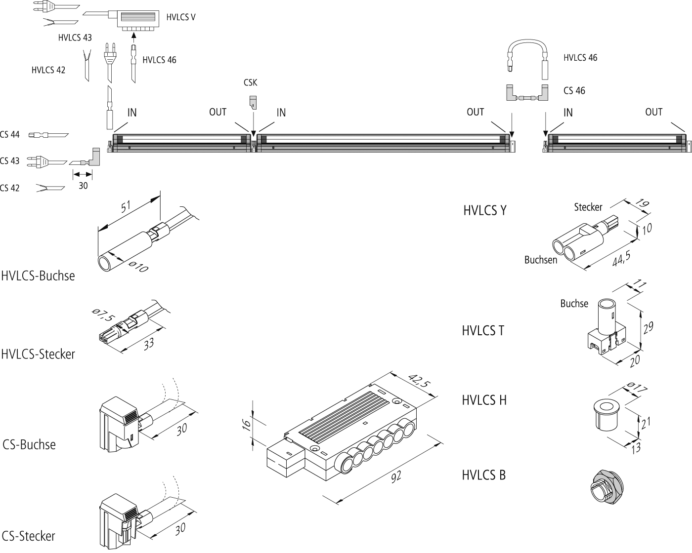Hera Adapterleitung XL-Stecker CS-Buchse 21512050701