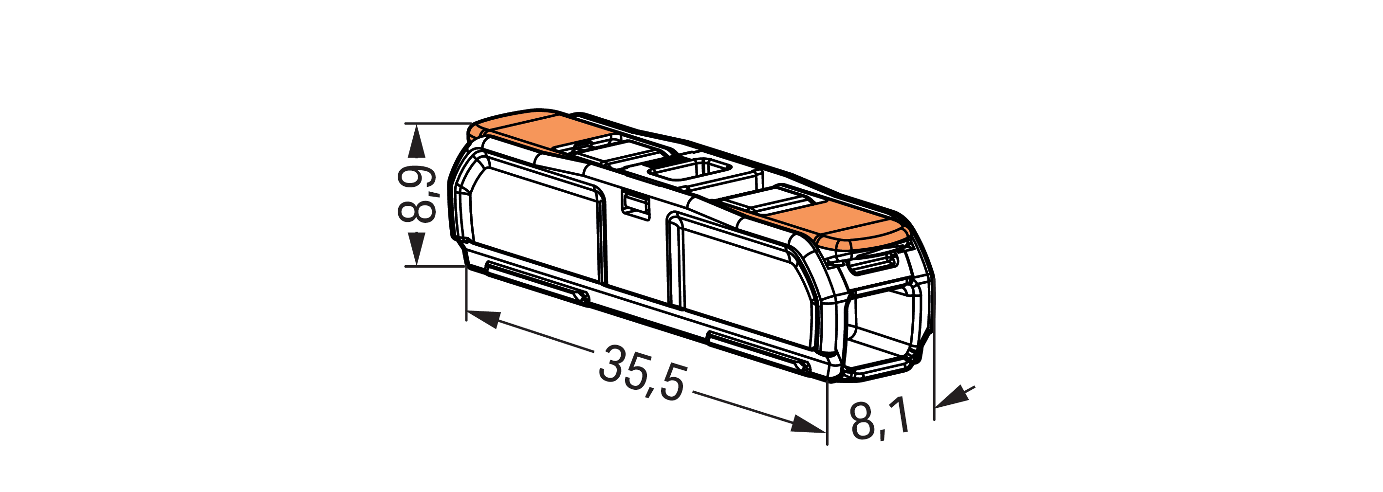 60 STK WAGO GmbH & Co. KG Durchgangsverbinder mit Hebel 221-2411