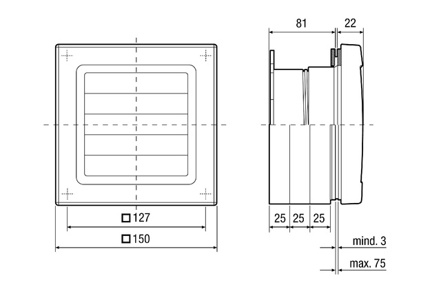 Maico Fenstereinbausatz mit Verschlussklappe FE 100/1 AP Maico Fenstereinbausatz mit Verschlussklappe FE 100/1 AP