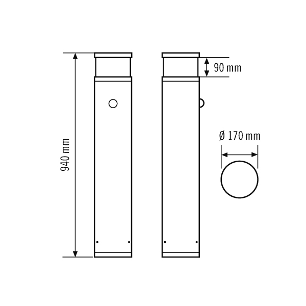 ESYLUX LED-Pollerleuchte 3000K anth DALI ALVABL940#EL10820403