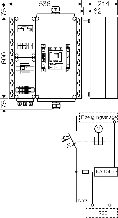 Hensel PV-Freischaltstelle 70kVA, 3-p. m.LS+NA Mi AE 3223