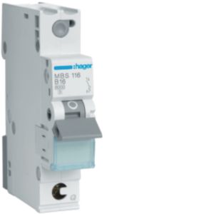 Hager Leitungsschutzschalter 1p. B-16A,6kA,1M QC MBS116
