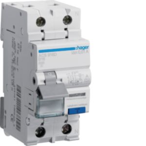 Hager FI/LS-Schalter 1P+N 6kA B-16A 10mA ACS916D