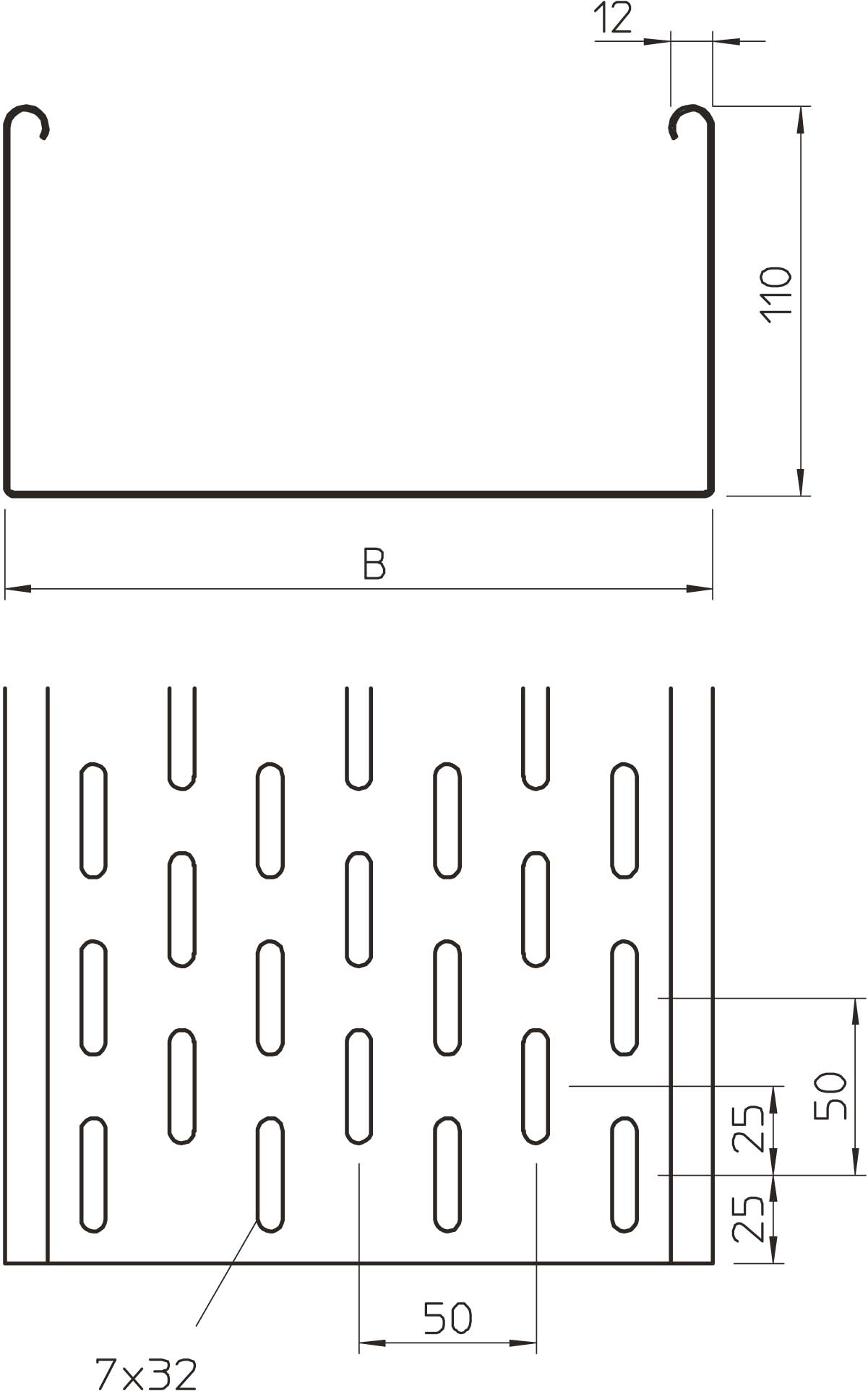 3 M OBO Bettermann Vertr Kabelrinne 110x200mm SKS 120 FS