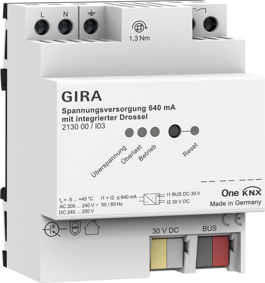 Gira KNX-Spannungsversorgung 640mA Drossel REG 213000